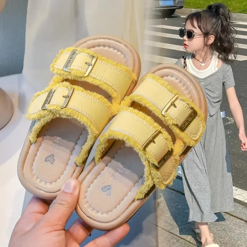 ABC女童鞋拖鞋2025夏季新款儿童软底防滑中大童女孩外穿公主凉拖