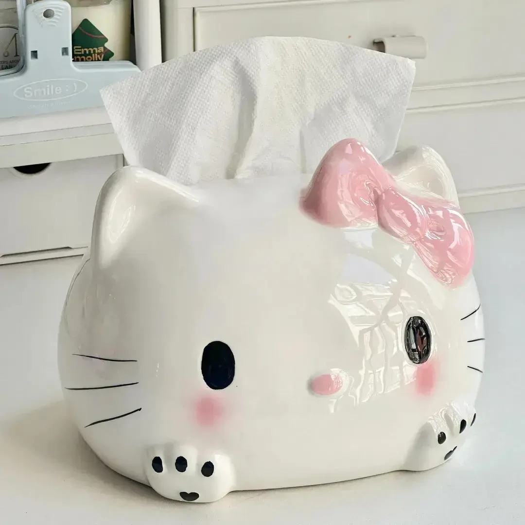 Hellokitty纸巾盒客厅桌面抽纸盒卡通收纳盒家用装饰品摆件yj