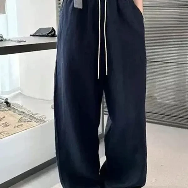 慵懒风抽绳垂感显瘦阔腿度假长裤加绒