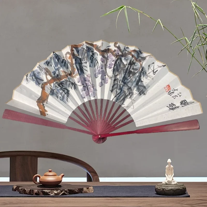 胡墨老师新人见面礼中青年画家卞士健《多子多福》扇面—手绘国画