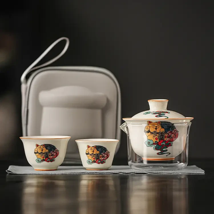 旅行茶具便携套装露营功夫茶杯户外泡茶随身包小茶壶快客杯H226