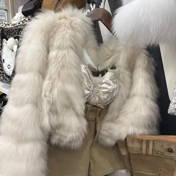 V领车条款狐狸毛皮草外套