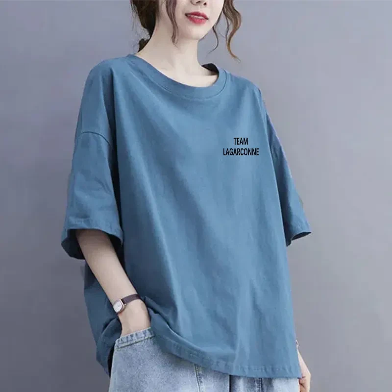 夏季纯棉短袖t恤女宽松大码显瘦上衣百搭时尚印花圆领半袖打底衫