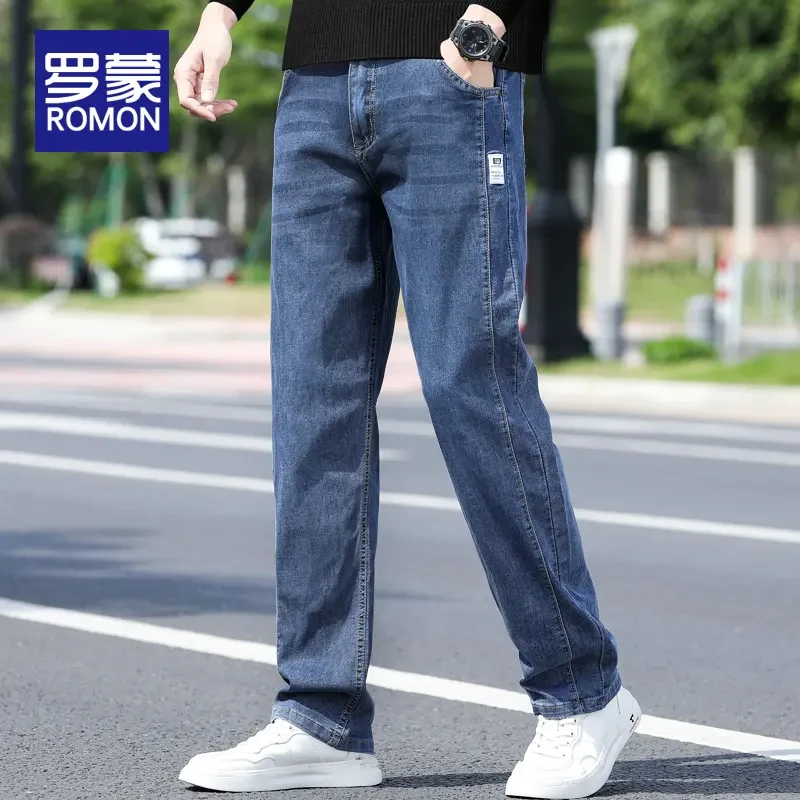 罗蒙裤子男夏季牛仔裤男士宽松直筒男裤爆款2025新款薄款大码男款