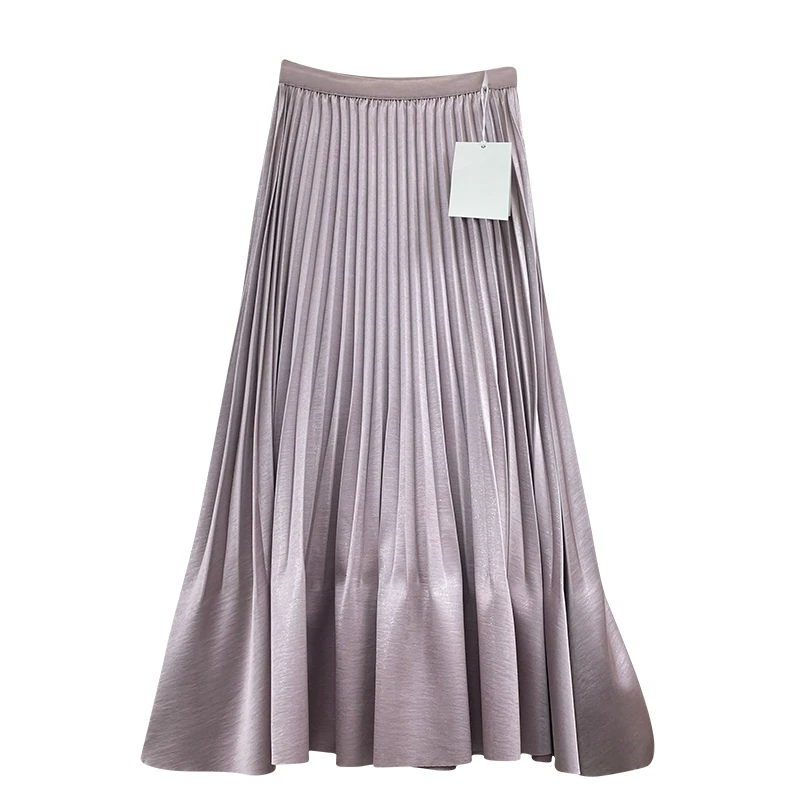 时尚轻熟风百褶半身裙2025春季新款高腰垂坠感大摆A字中长裙女