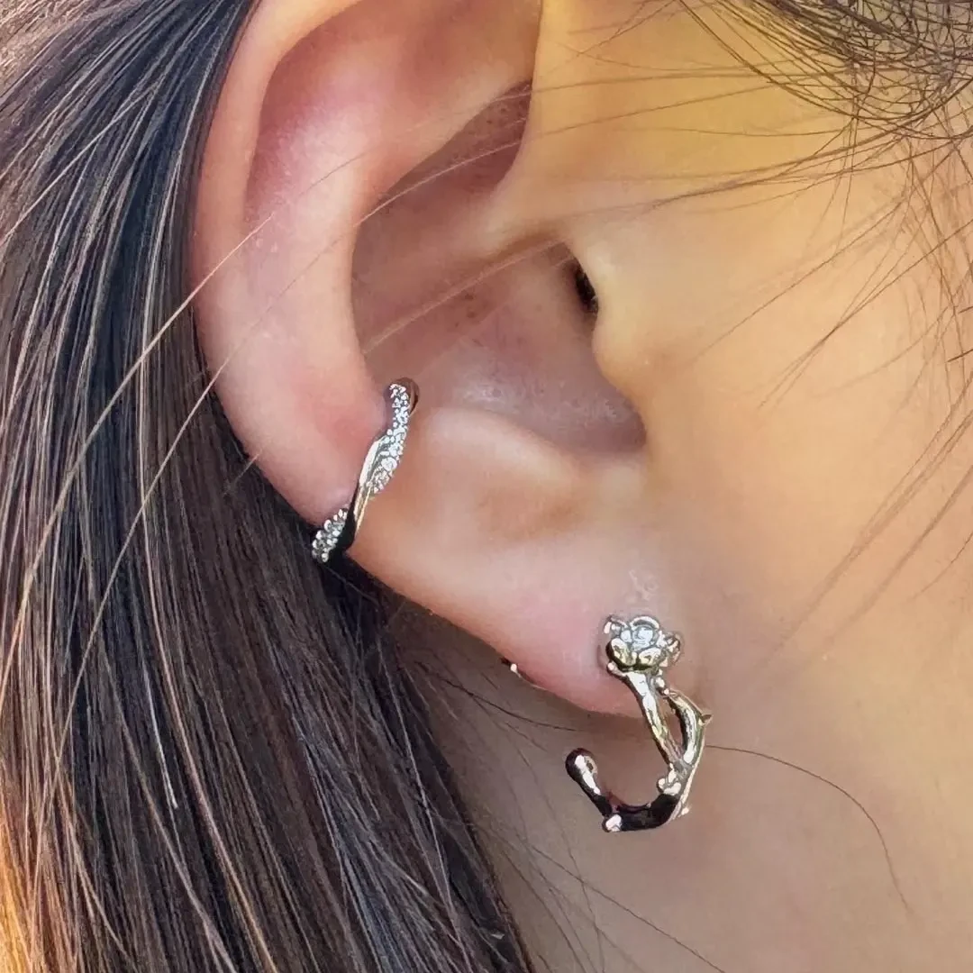 铜合金耳饰 23263 满镶嵌猪鼻耳环 玫瑰色底