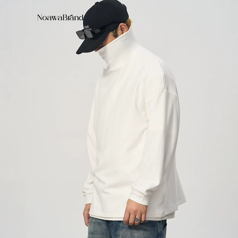 Nowa日系300G重磅保暖澳绒高领打底衫男秋冬双面德绒长袖内搭T恤