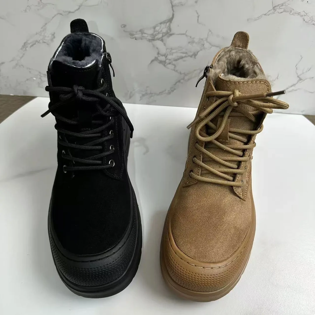 男士冬季皮毛一体加厚牛皮防滑保暖高帮雪地靴