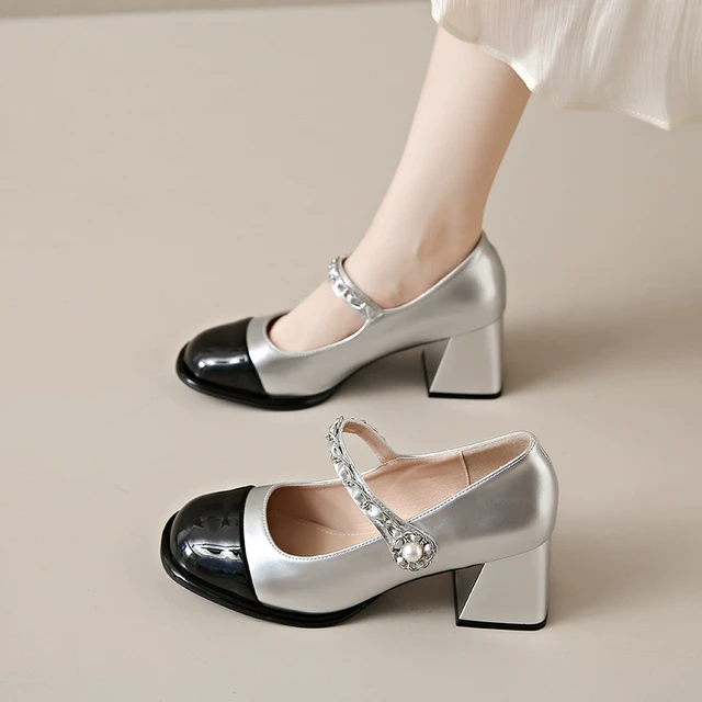 法式玛丽珍小皮鞋女2025秋季新款粗跟高跟鞋气质高级感小香风单鞋