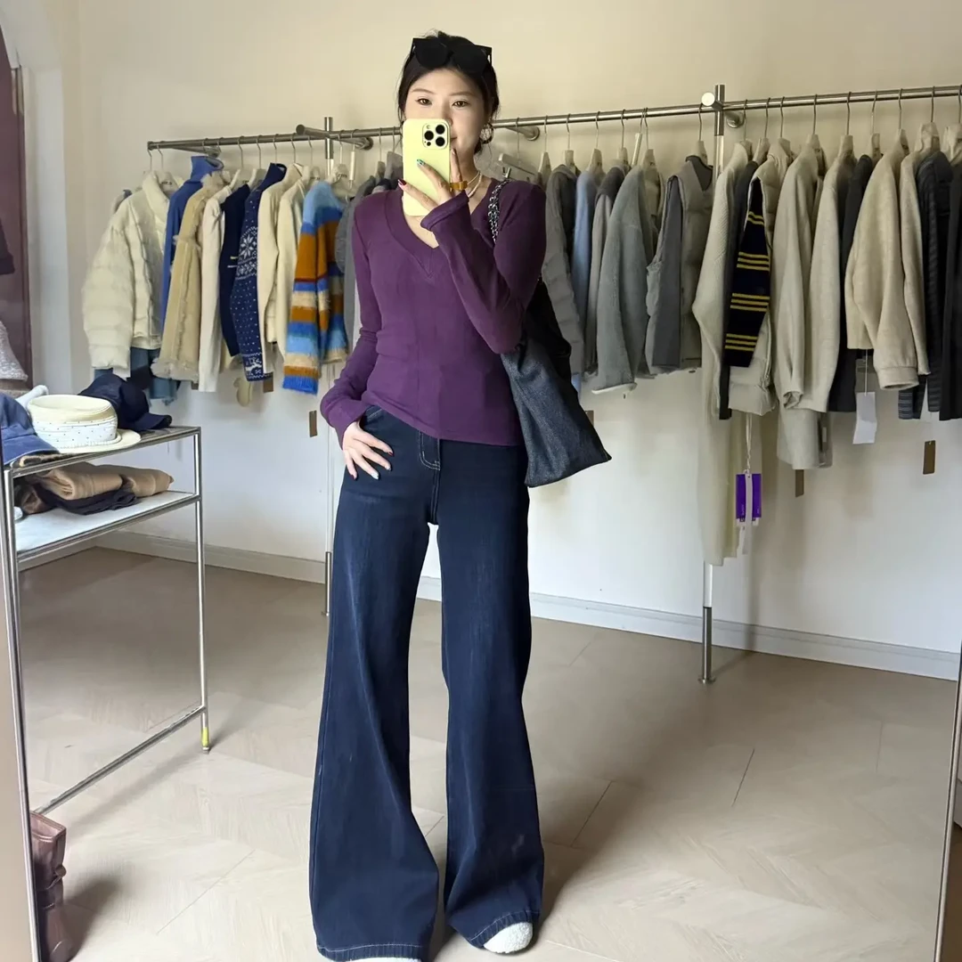 春季V领显瘦毛衣