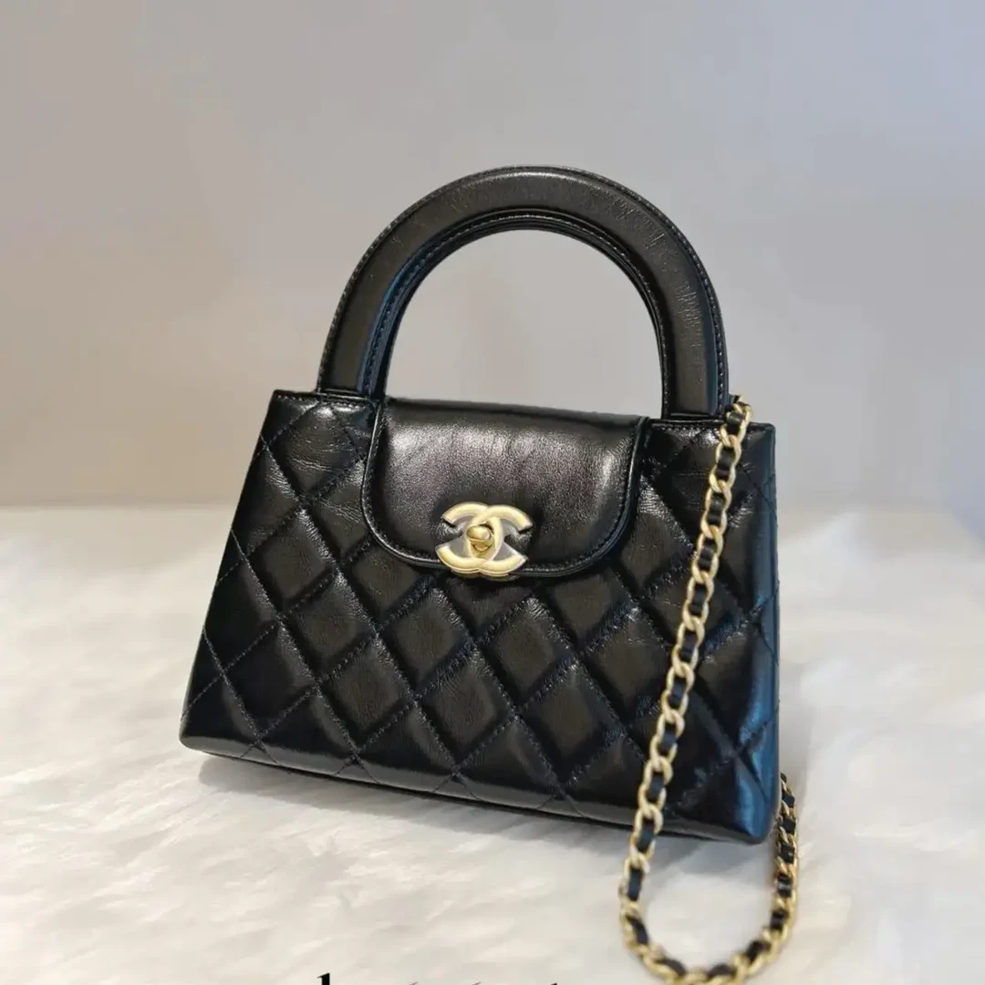 99新 Chanel/香奈儿 大吉中古/Chanel香奈儿黑金kelly迷你斜挎包