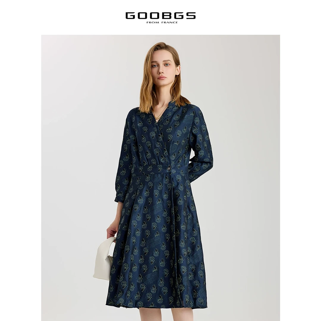 【谷邦L+】谷邦GOOBGS V领印花连衣裙 G3341585