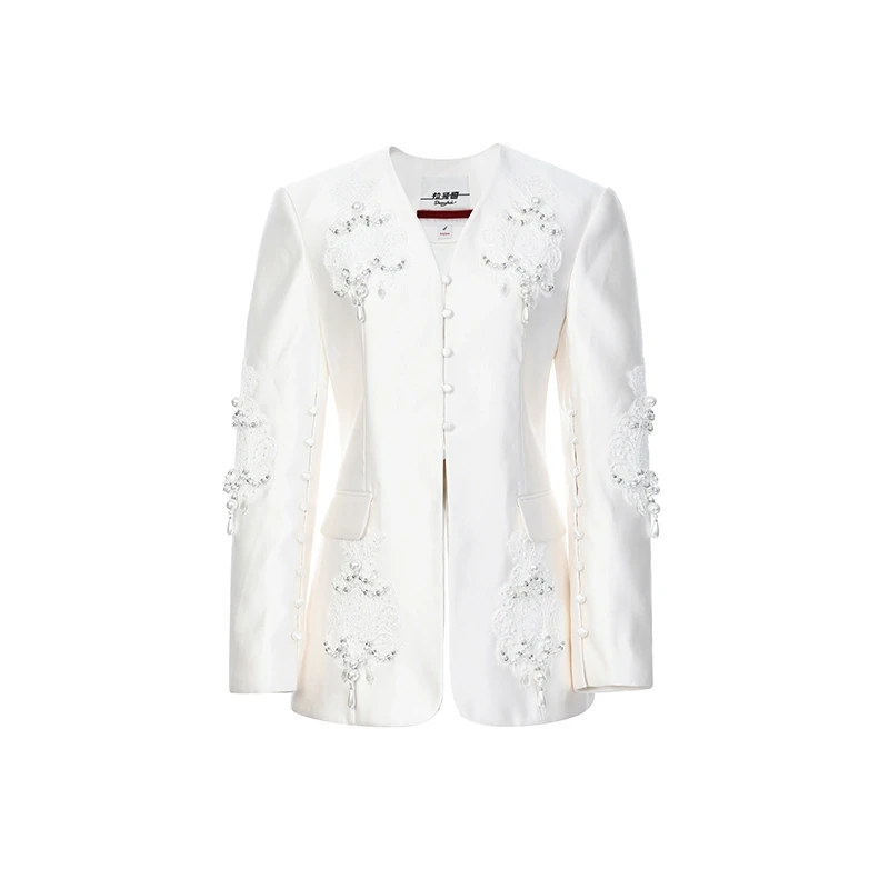 LE FAME/拉飞姆2025年春季维多利亚收腰缎面西装外套LF25C51SC012