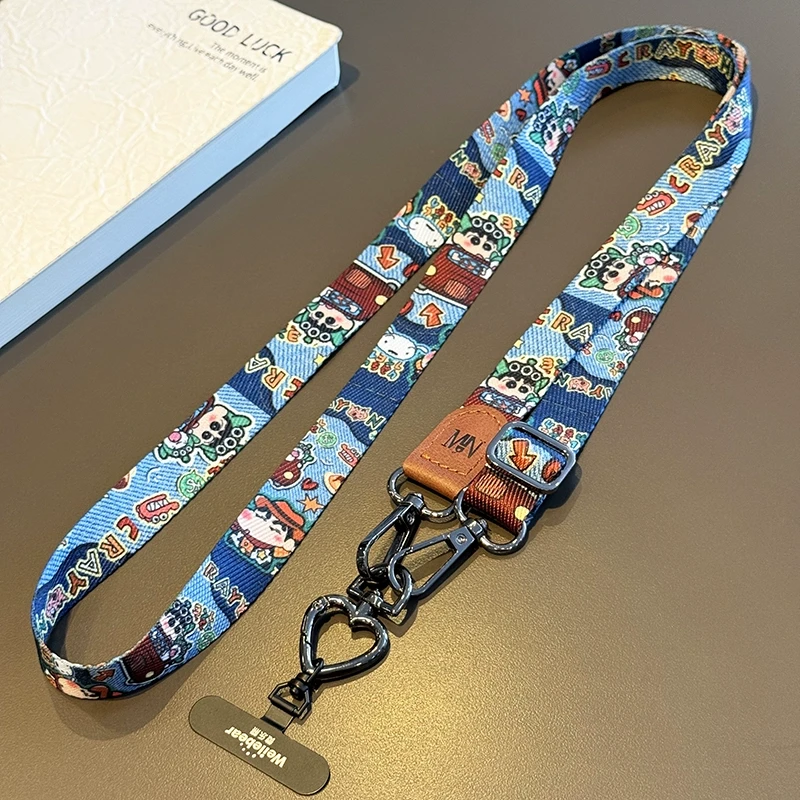 高级卡通皮头手机挂绳斜挎可背调节宽布挂脖肩背相机小蜜蜂手机链