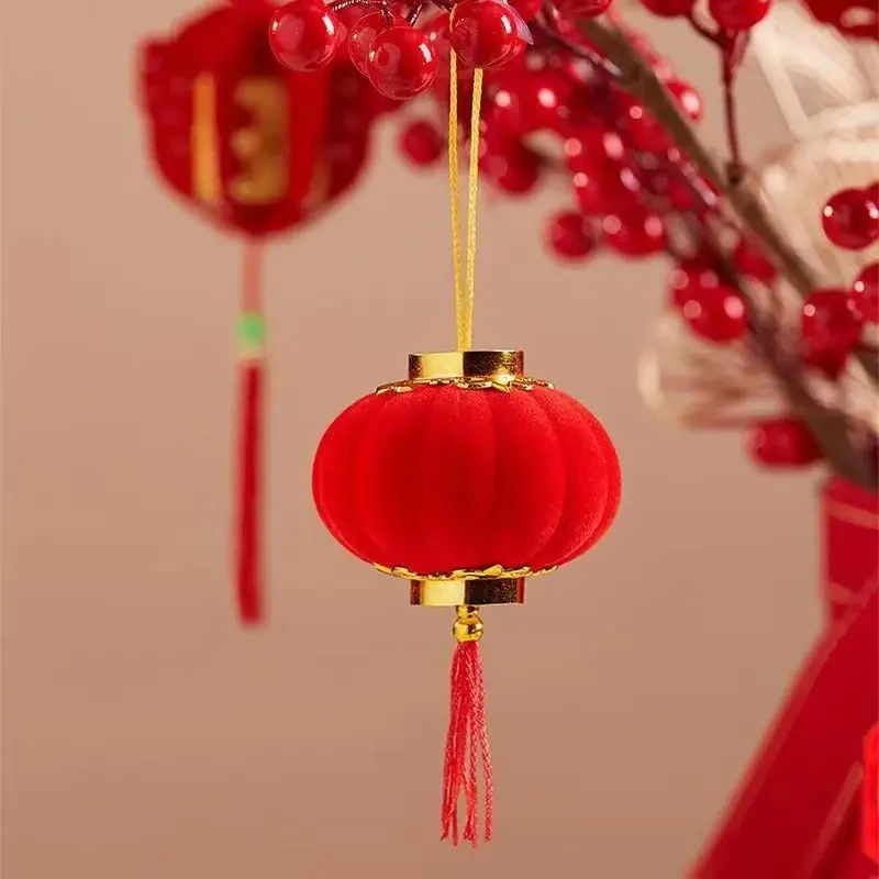 【到手30个】新年植绒红灯笼春节喜庆室内绿植庭院婚礼装扮挂件