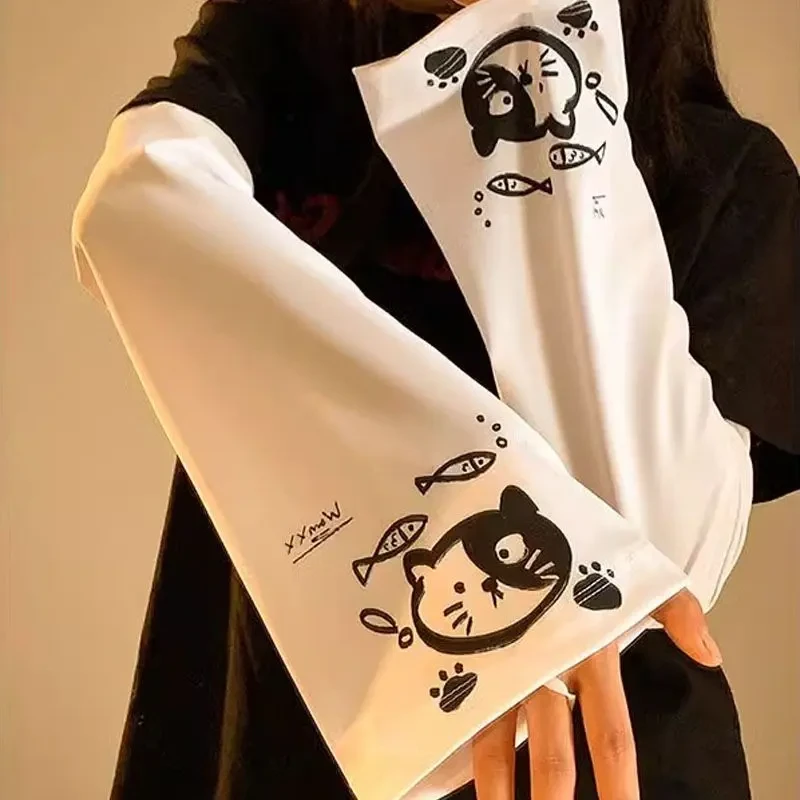 2025高颜值喇叭袖冰袖学生ins可爱冰丝防晒袖套夏季遮阳宽松袖yj