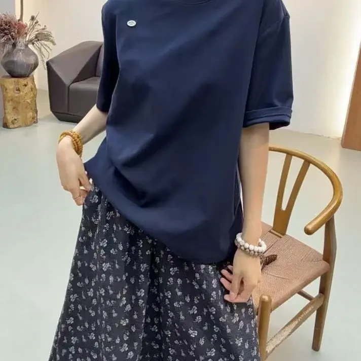 9120-韩系圆领短袖T恤宽松百搭休闲上衣潮流打底衫