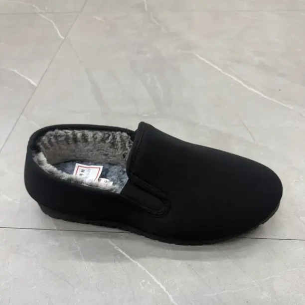 冬季男士加绒牛筋底布鞋保暖透气休闲一脚蹬