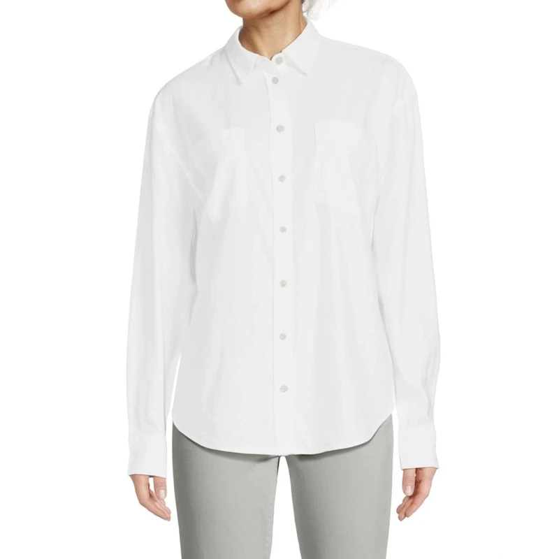 出口美国小众 水洗亚麻混纺经典百搭长袖衬衫