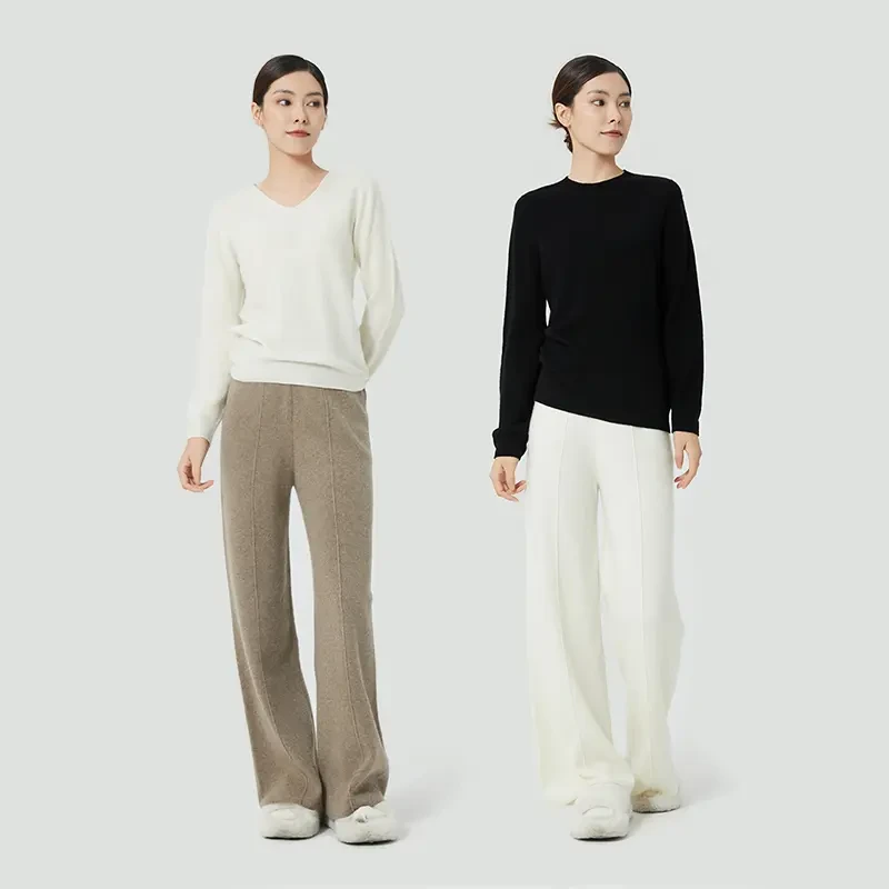 【COCOCOZI】羊毛阔腿高腰垂感显瘦柔软宽松长裤224CO091-1