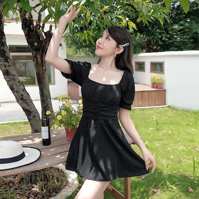 2025新款泳衣遮肉显瘦平角裙子大码连体遮肚泳衣温泉网红款微胖