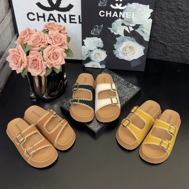 2025夏爆款8832-10电绣双扣厚底外穿网红百搭休闲刺绣勃肯拖鞋女