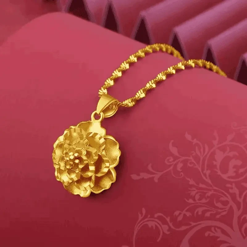 赠礼盒【粉丝专属】牡丹花吊坠项链首饰森系女士项坠TY