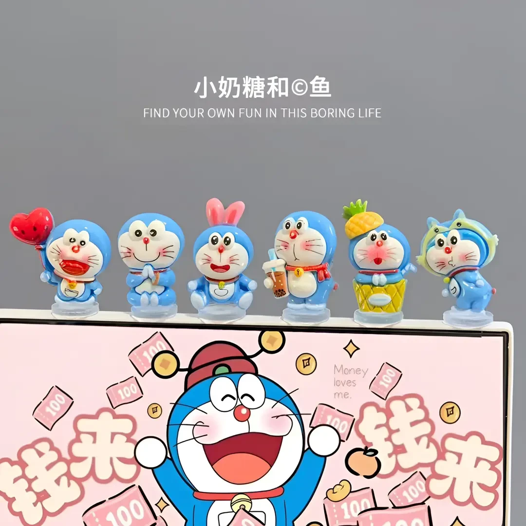哆啦a梦摆件解压桌面治愈系办公室电脑屏幕工位汽车中控屏装饰品