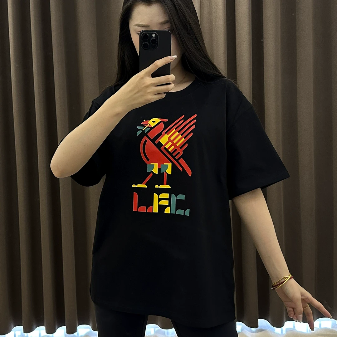 利物浦20冠联赛冠军全队签名纪念款T恤 纯棉短袖 宽松型潮流夏季