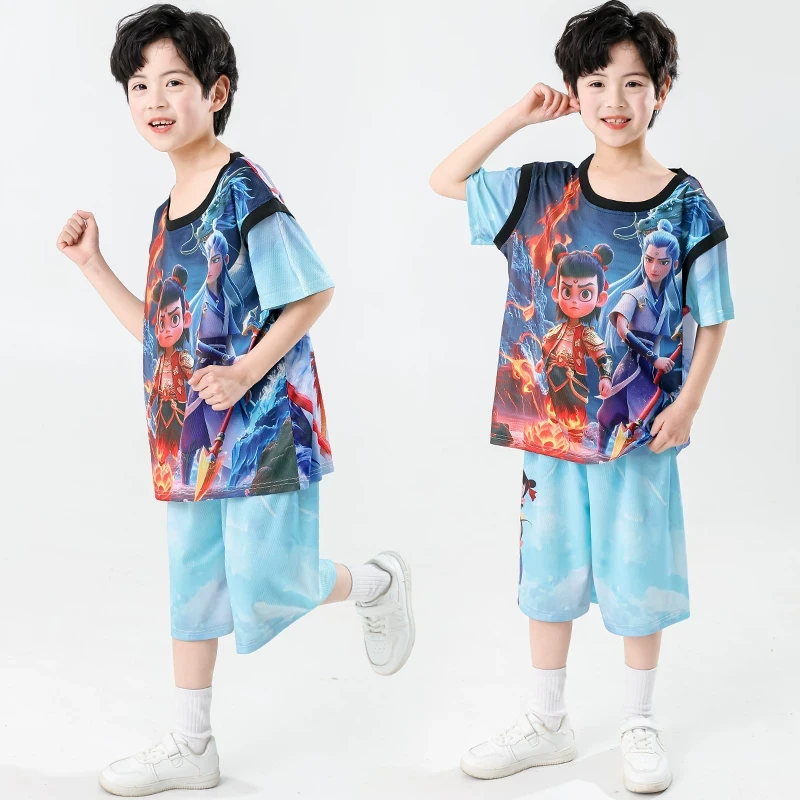 25夏季哪吒衣服儿童篮球服速干冰丝球衣敖丙男女童61活动薄表演