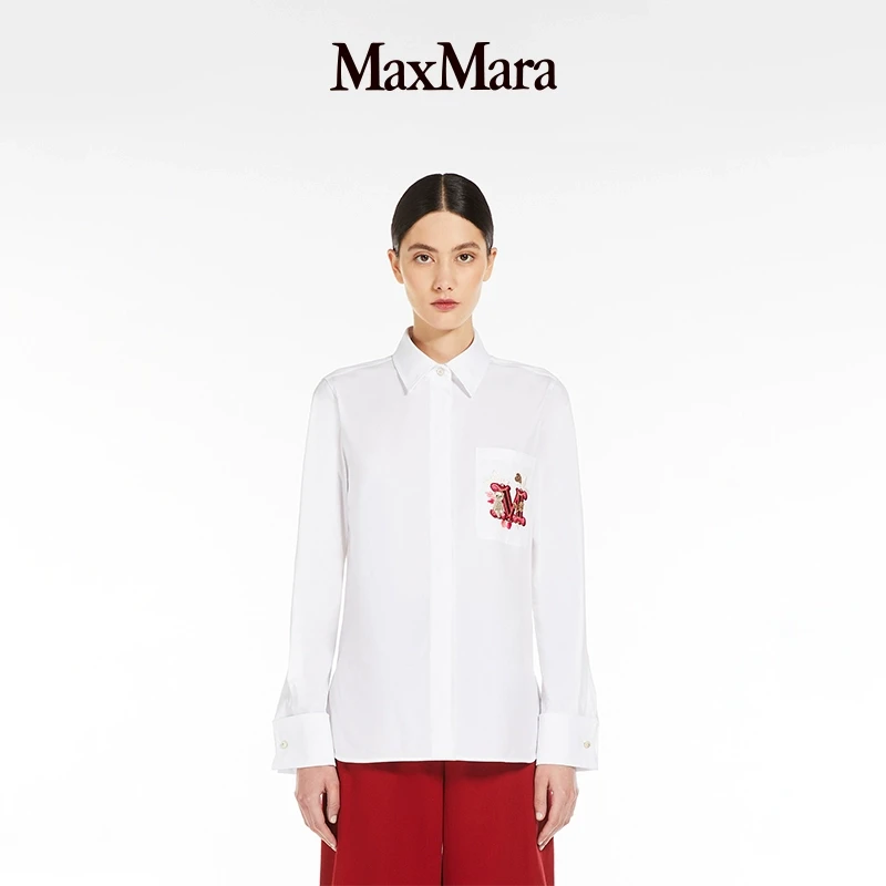 MaxMara 2025早春新品女装徽标刺绣衬衫1111015106