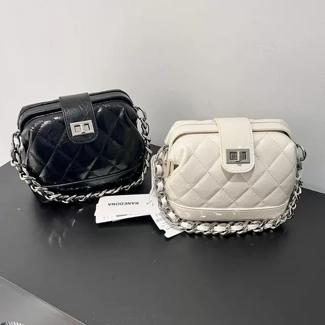 轻奢高级感菱格贝壳包夹子包2025新款时尚链条包百搭单肩斜挎包女