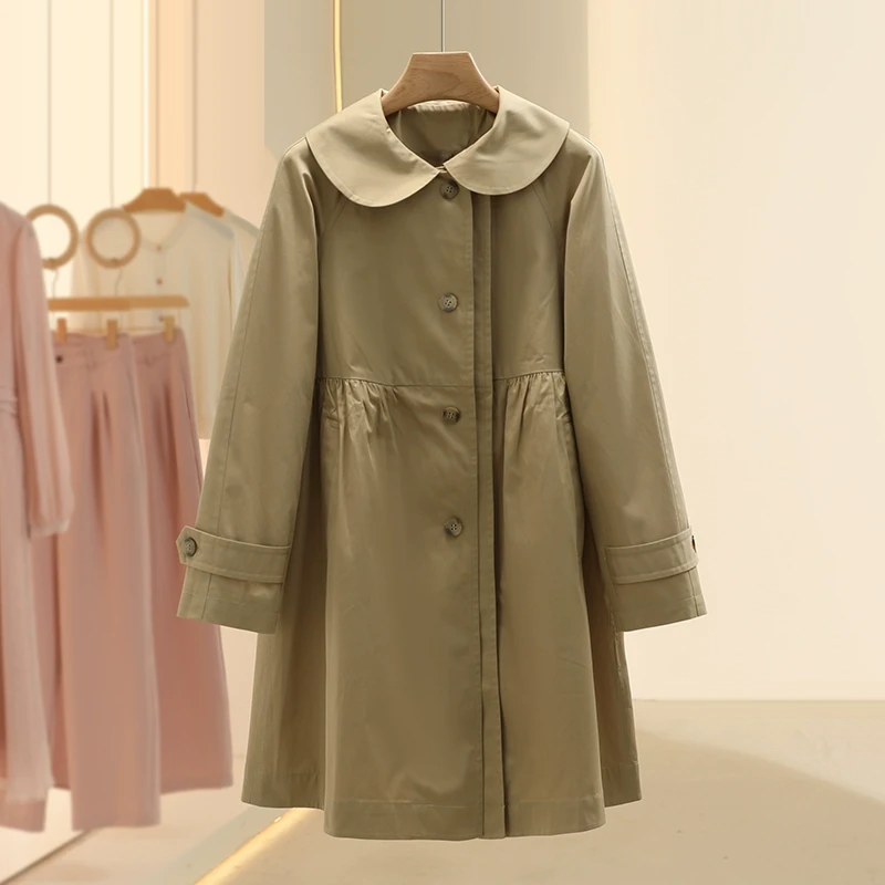【Fy】中长款休闲素色轻熟风风衣2025春季新款专柜撤柜品牌女装