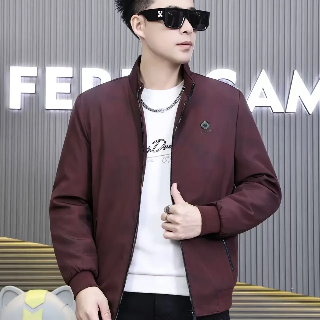 秋冬季男士立领商务休闲加厚夹克外套潮流百搭帅气