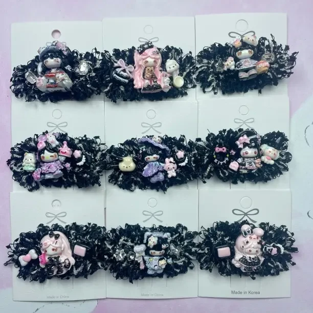 重工奶油胶可爱卡通风少女侧边夹原创手工DIY刘海发饰