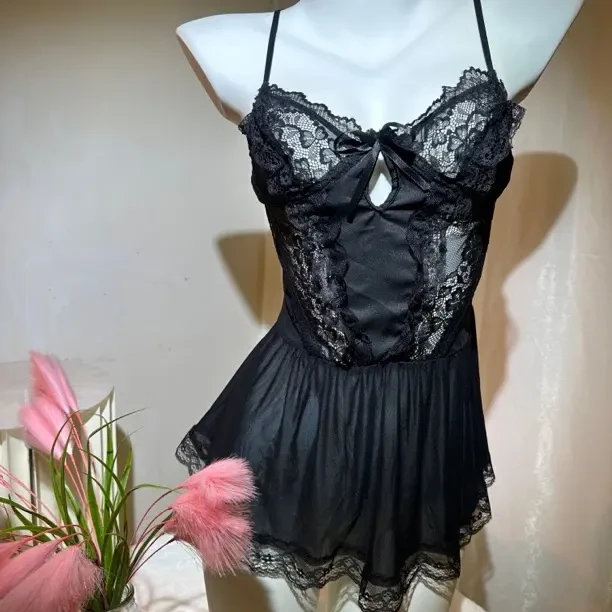 <新店福利>90-120轻奢蕾丝显瘦法式宫廷风黑色睡裙家居服