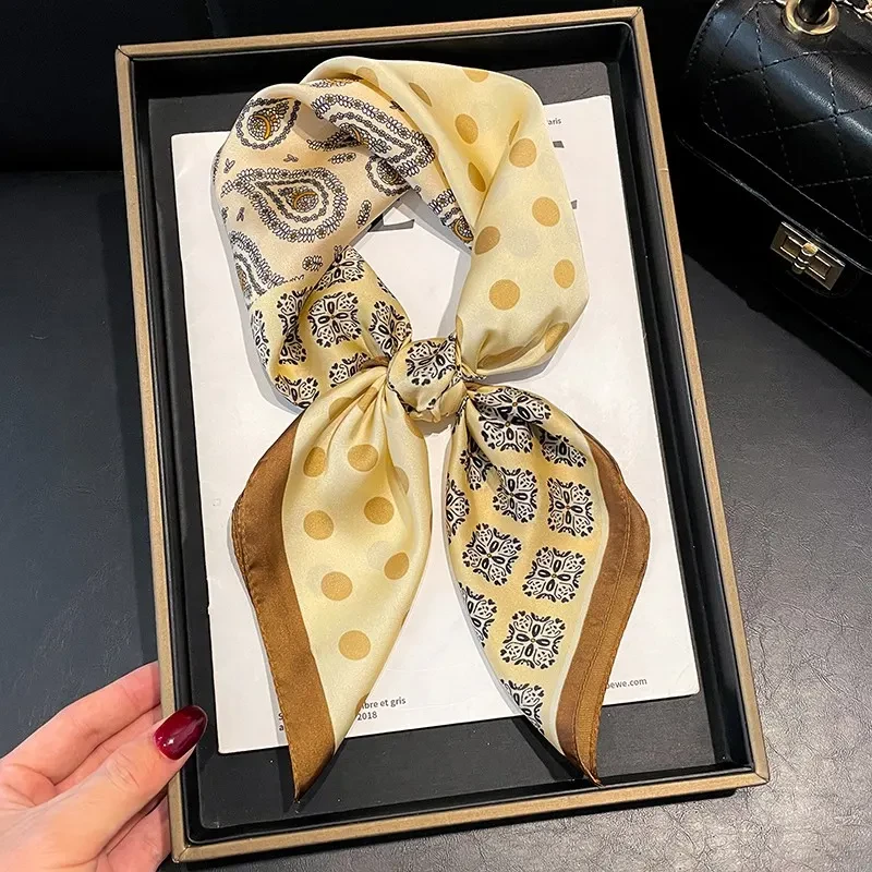 腰果花小方巾丝巾女春秋冬季搭配衬衫包头防晒护颈脖子薄纱巾围巾