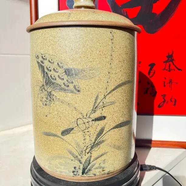 景德镇陶瓷大容量直筒茶叶罐纯手工手绘茶饼罐