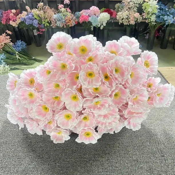 三头3D打印虞美人婚庆花材仿真花虞美人厂家直发批发链接仿真花绢