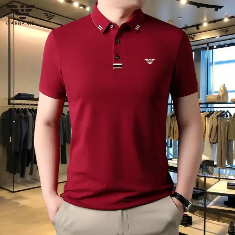 【专柜正品】轻奢品牌男士短袖POLO衫纯色夏季万针刺绣T恤上衣潮