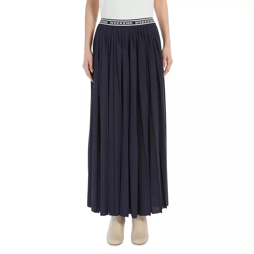 MaxMara【国现 专柜6500】女士新款百褶半身裙 Bleu 002
