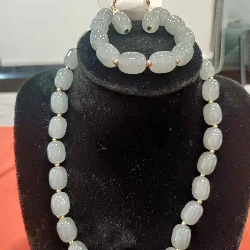 铜合金石英石吊坠 大号米珠卡8+mm路路通珠链青黄白色玉佩挂绳链