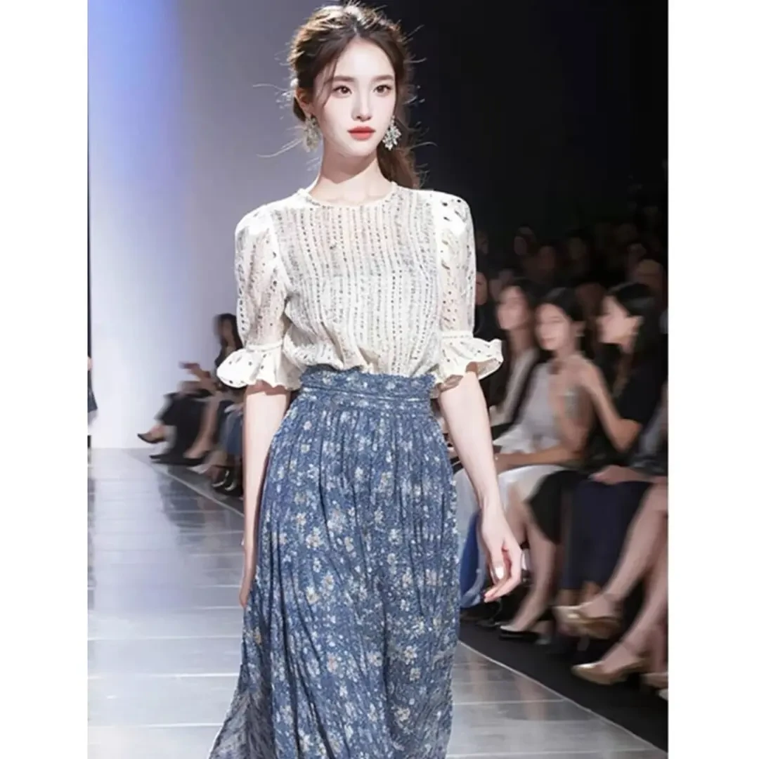 2025夏季新款轻熟上衣名媛设计感小众时尚高腰显瘦半身裙套装女神