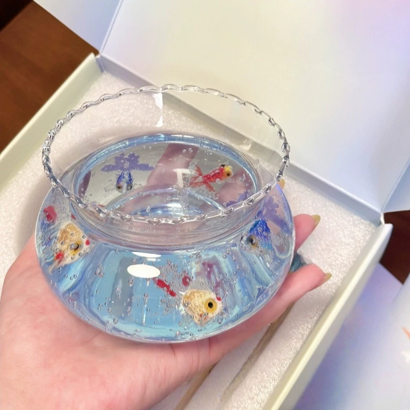 鱼缸香薰蜡烛泡泡金鱼高级感可爱氛围感桌面摆件520送女朋友礼物