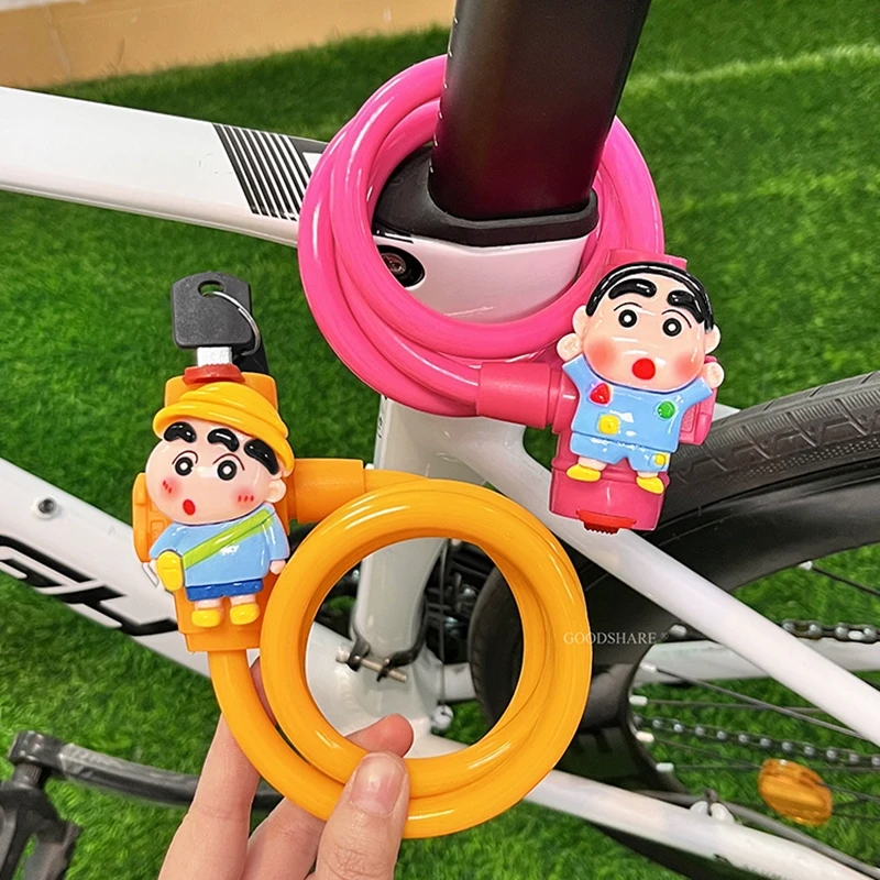 自行车锁防盗锁可爱卡通蜡笔小新山地公路车钢缆锁钢丝链条锁配件