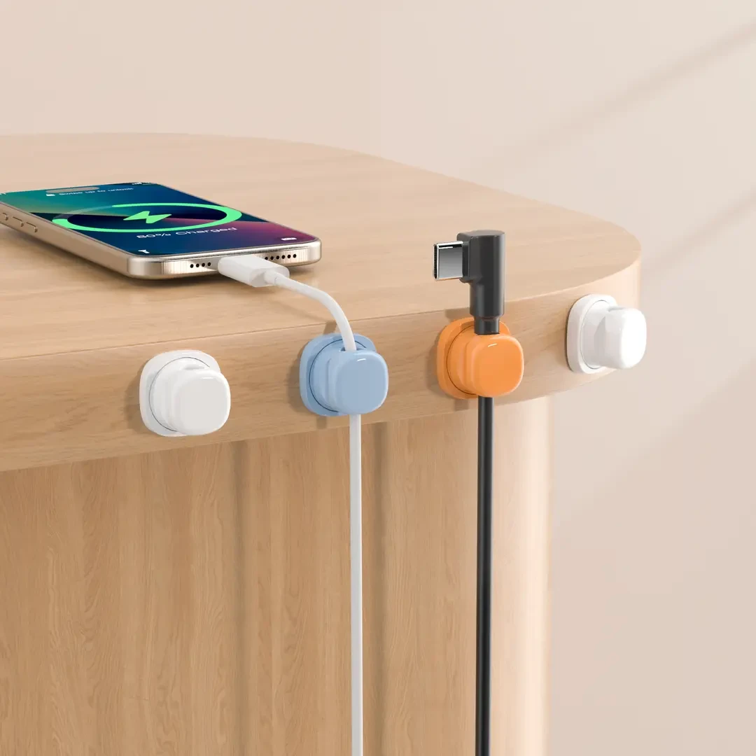 可旋转理线器桌面数据线收纳整理集线手机充电线夹弹簧固定理线器