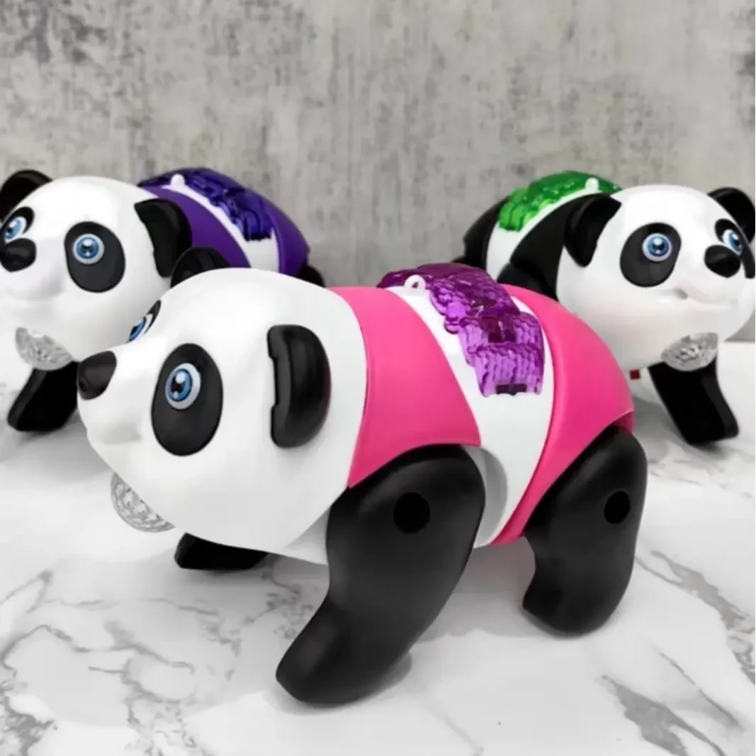 儿童电动早教声光音效纤绳爬行趣味可爱熊猫小童电动熊猫玩具