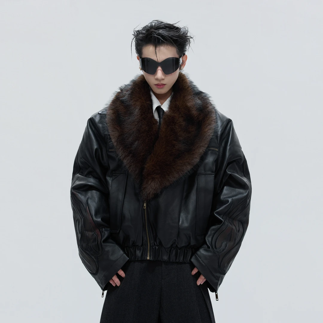 ArguE CulturE冰岛极夜*重磅可拆卸毛领加厚棉服做旧浮雕冬季男装