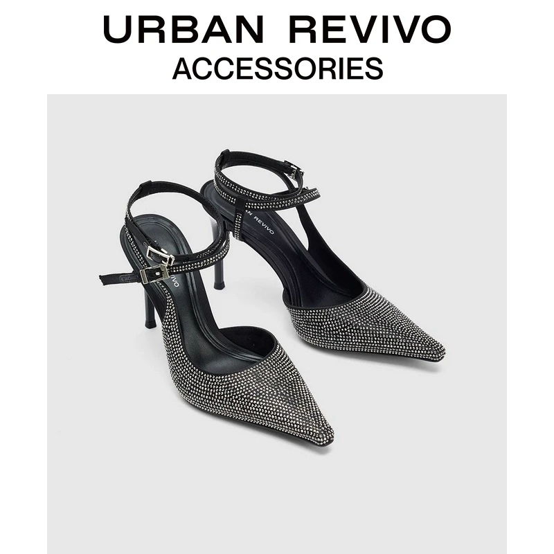 【超模同款】URBAN REVIVO2025春季新款女钻饰尖头空鞋UAWS50003