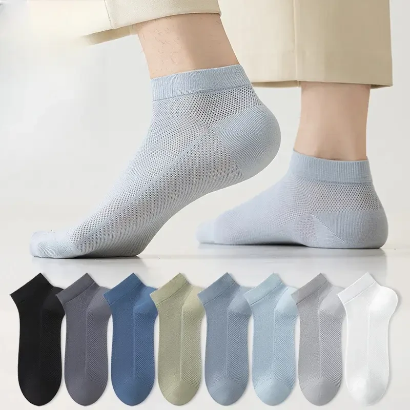 袜子短袜男士夏季薄款全棉透气网眼防臭袜夏天纯棉短筒袜Sp